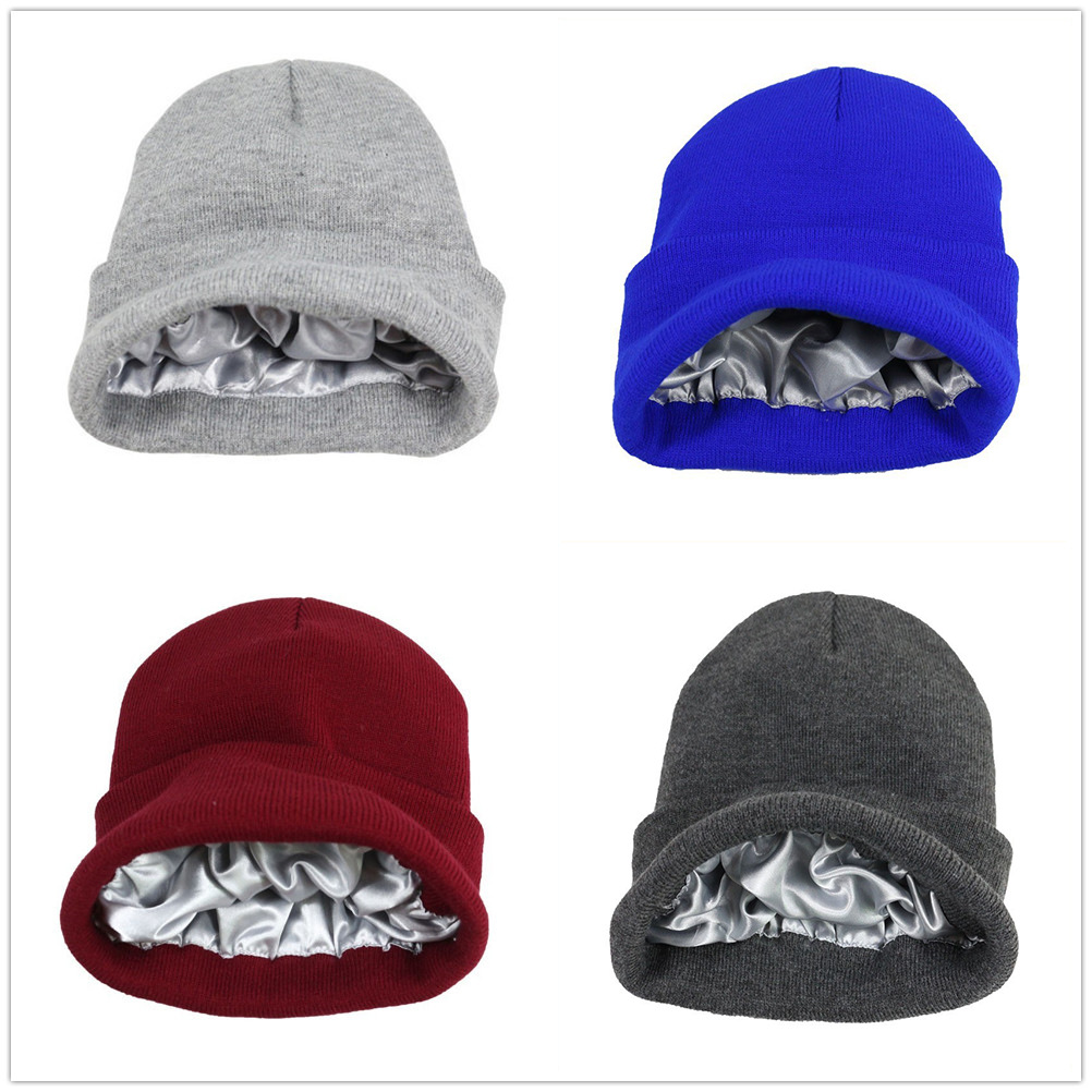 Unisex Satin Lined Knit Beanie - Beanie Cuffed Knit review and price